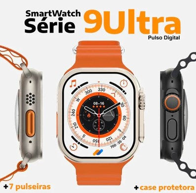 SmartWatch Serie 9 Ultra + Kit com 7 Pulseira (BRINDE!) + Case de Proteção (BRINDE!)